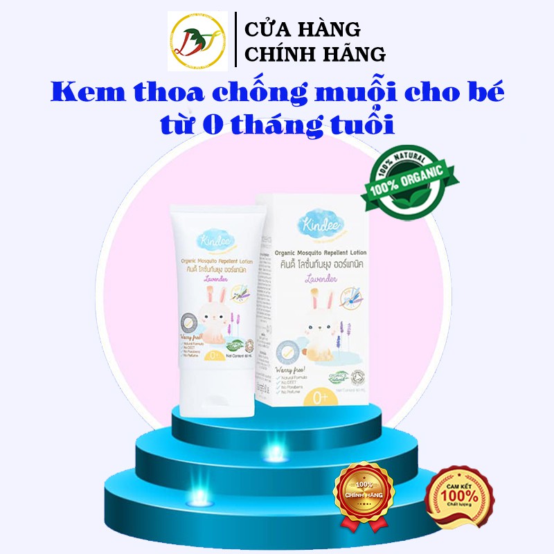 Kem thoa chống muỗi và côn trùng Kindee Mosquito Repellent 0+ Thái Lan 100% organic, dùng được cho bé từ 0 tháng tuổi.