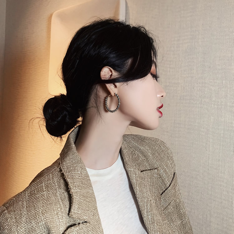Bông tai mạ bạc 925 hình chữ C phong cách Hàn Quốc
