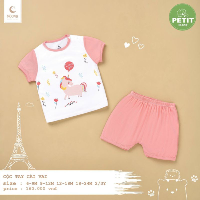 Moon - Bộ cộc cài vai Moon chất petit cho bé 6-16kg
