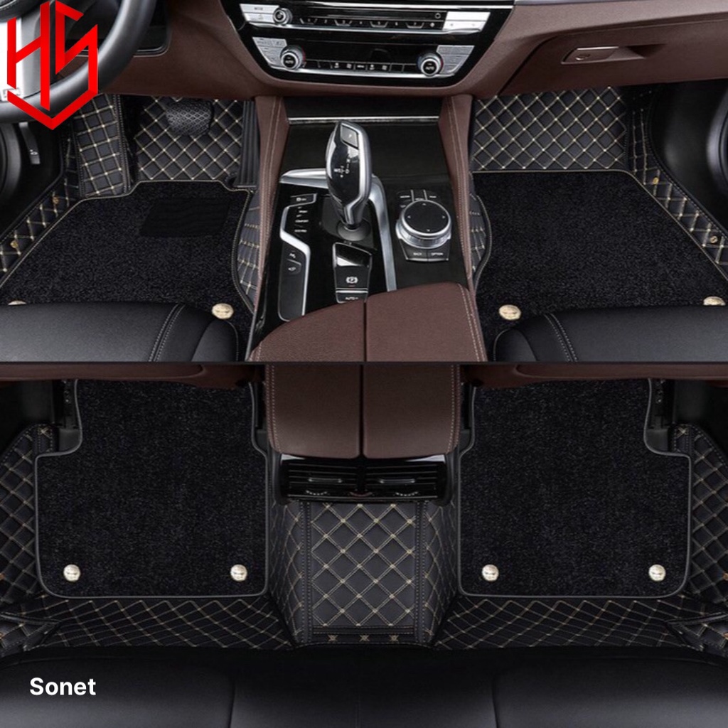 Thảm lót sàn ô tô 6D cho Kia Sonet da cao cấp không mùi không thấm nước phủ kín 90% sàn xe