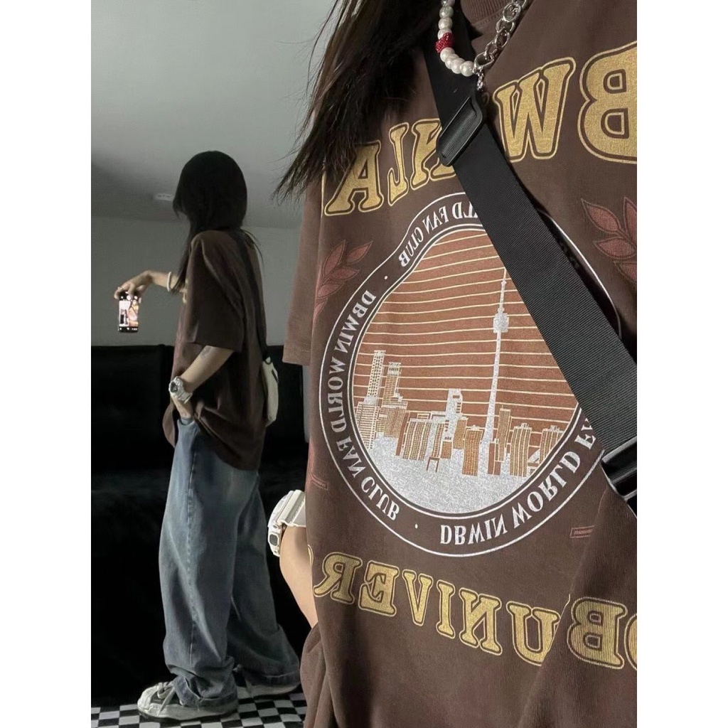 Áo Thun 100% cotton Tay Ngắn Dáng Rộng In Chữ Thời Trang Mùa Hè Cho Nam Và Nữ