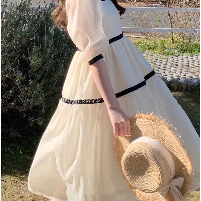 [Mã FAGREEN1505 giảm 10% tối đa 30K đơn 99K] Đầm Nữ ❤ đầm nude viền đen kiểu dáng tiểu thư, đẹp ❤KÈM HÌNH THẬT | BigBuy360 - bigbuy360.vn