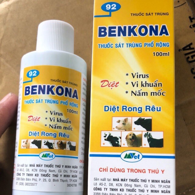 Dung dịch sát trùng BENKONA đặc trị vi khuẩn, virus chai 1 lít.