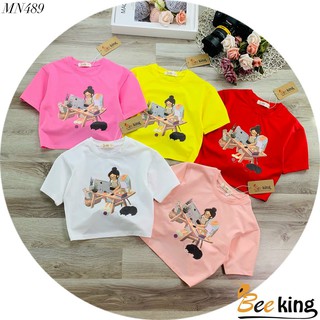 Áo thun croptop cô gái dễ thương cho bé gái