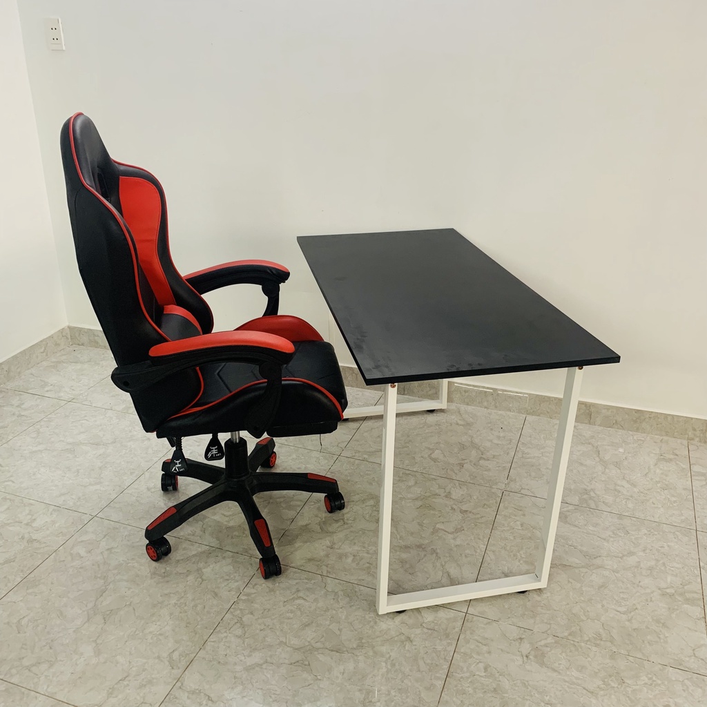 Bàn làm việc chữ U,K,X,Z bàn gaming (60x120x75cm) CHÂN TRẮNG MẶT ĐEN