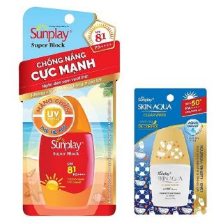 Sữa Chống Nắng Sunplay Cực Mạnh Sunplay Super Block SPF 81, PA++++ (30g) + Tặng Sunplay Skin Aqua