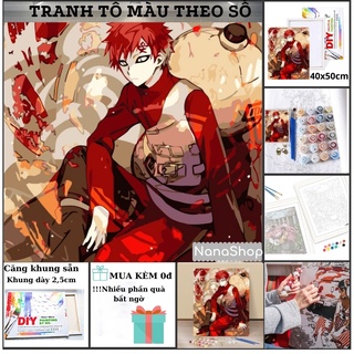 Tranh tự tô màu theo số Anime có khung vải Canvas 50x40cm Tranh sơn dầu số hoá A6