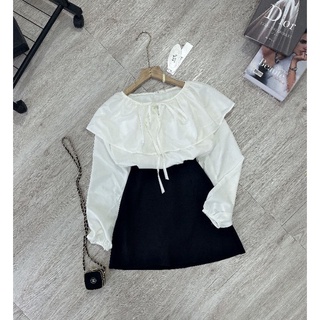 SET SƠ MI BÈO THẮT NƠ MIX CV KAKI