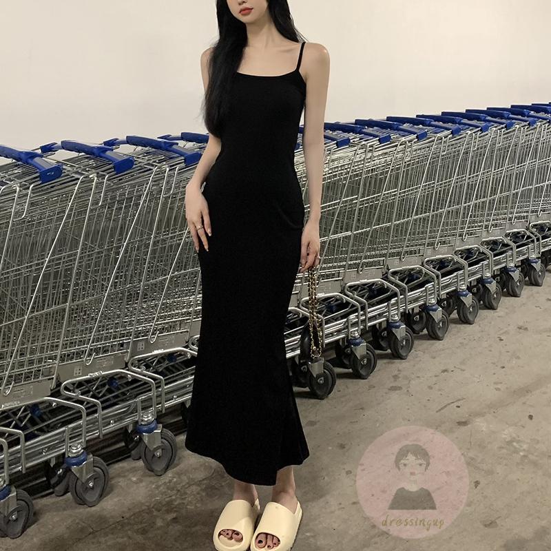 Đầm Hai Dây Mỏng Màu Sắc Đơn Giản Thời Trang Mùa Hè Cho Nữ