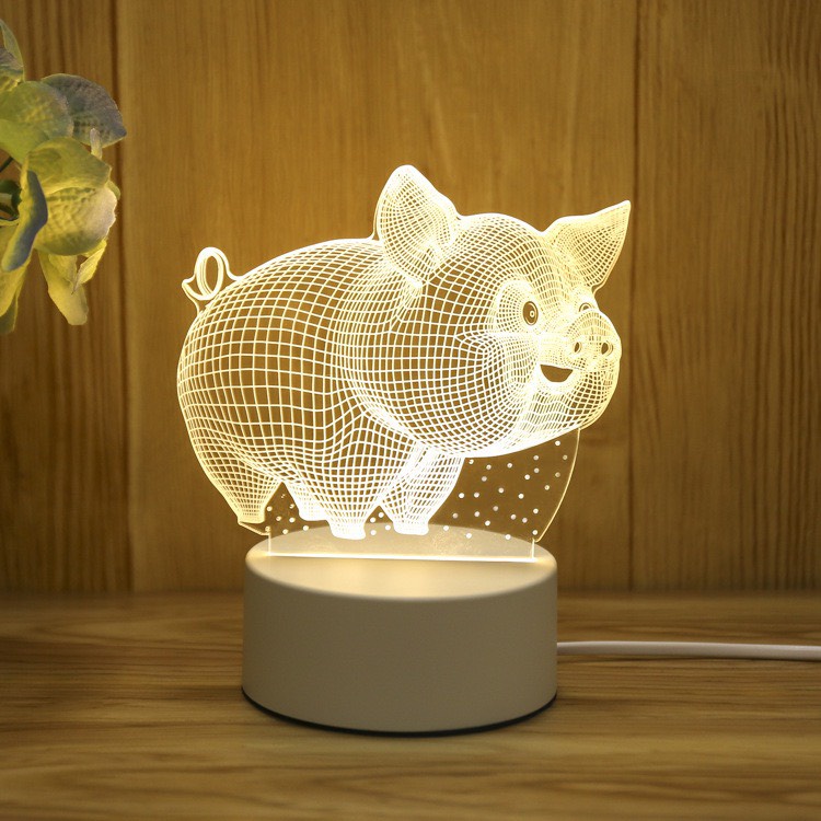 Đèn ngủ 3D trang trí dễ thương, để bàn kiểu dáng sáng tạo,docer phòng ngủ ,làm quà tặng
