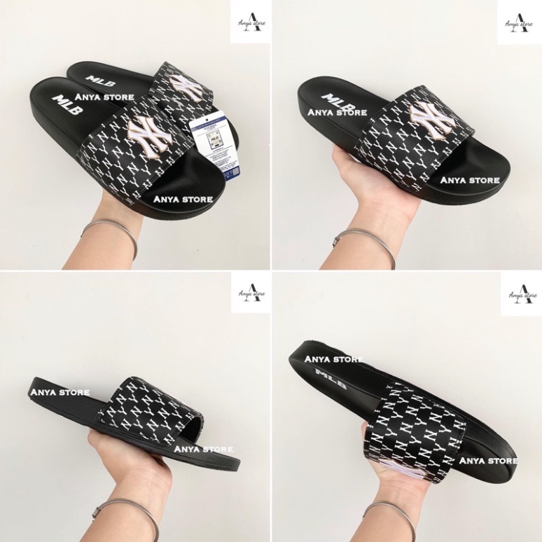 Dép 𝗠𝗟𝗕 𝗡𝗬 Thêu Chữ Cao Cấp - Dép Quai Ngang Nam Nữ Thời Trang Hottrend 2022