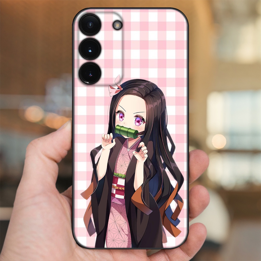 Ốp lưng Samsung S21, S21 Plus, S21 FE, S22, S22 Plus viền đen in hình Nezuko Kimetsu no Yaiba