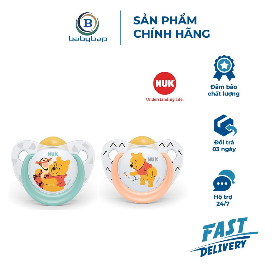 Bộ 2 Ti Giả NUK Sleeptime Cao Su Plus  An Toàn, Siêu Mềm Và Khó Rách