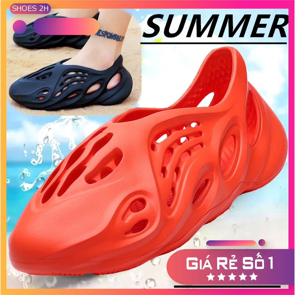 Giày nhựa nam, nữ, đi mưa, đi biển - Chất liệu nhựa xốp siêu nhẹ, không thấm nước – thoáng khi Shoes 2H – Q01 - Màu Đen