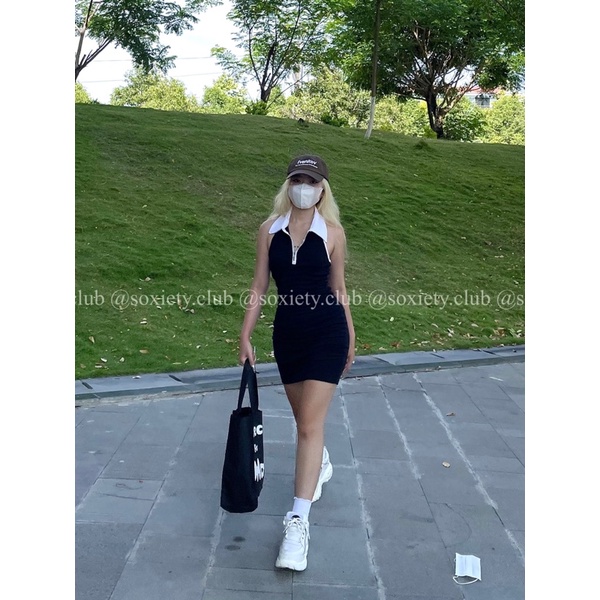 [HÌNH THẬT] Đầm Polo cổ nhọn hở lưng quyến rũ đáng yêu  D11