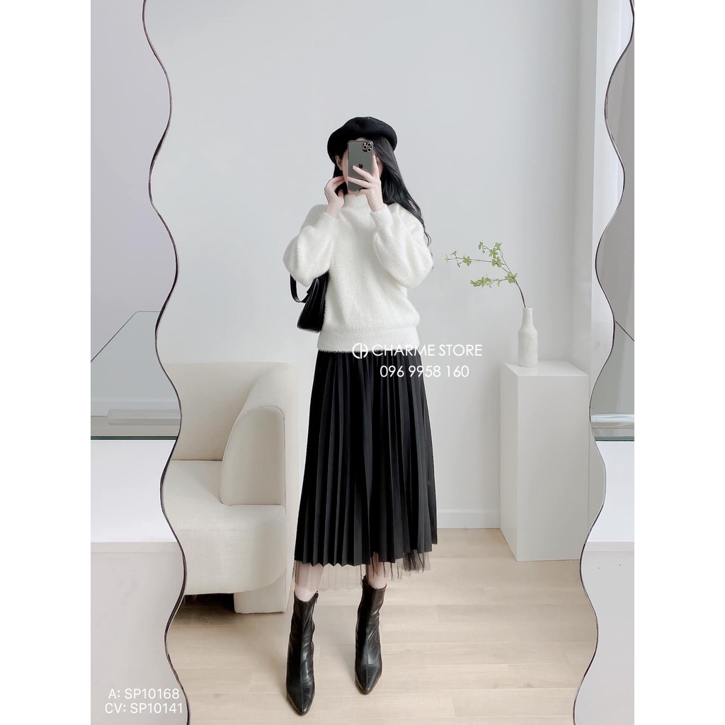 Chân váy nữ dập ly phối viền thiết kế Charme 10141 | BigBuy360 - bigbuy360.vn