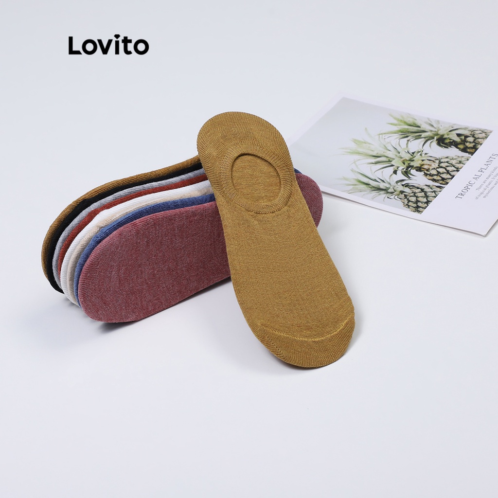 901DEVớ Lovito vải cotton vô hình chống trượt L001087 (đen/xanh dương/xám/hồng/đỏ/vàng/trắng)