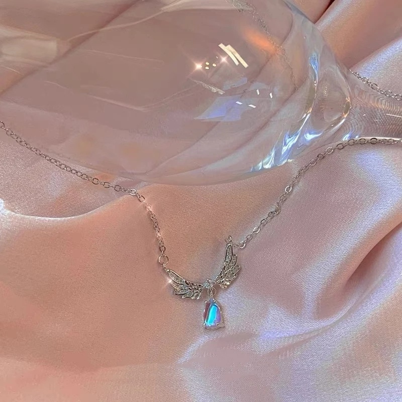 Vòng cổ Mặt Hình Cánh Thiên Thần Đính Đá Pha Lê Thanh Lịch Phong Cách Vintage