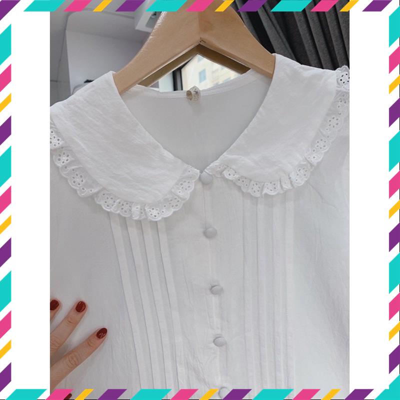 Sơ mi trắng cộc tay cổ sen thêu sơ mi tiểu thư tay ngắn MSP47512 | BigBuy360 - bigbuy360.vn