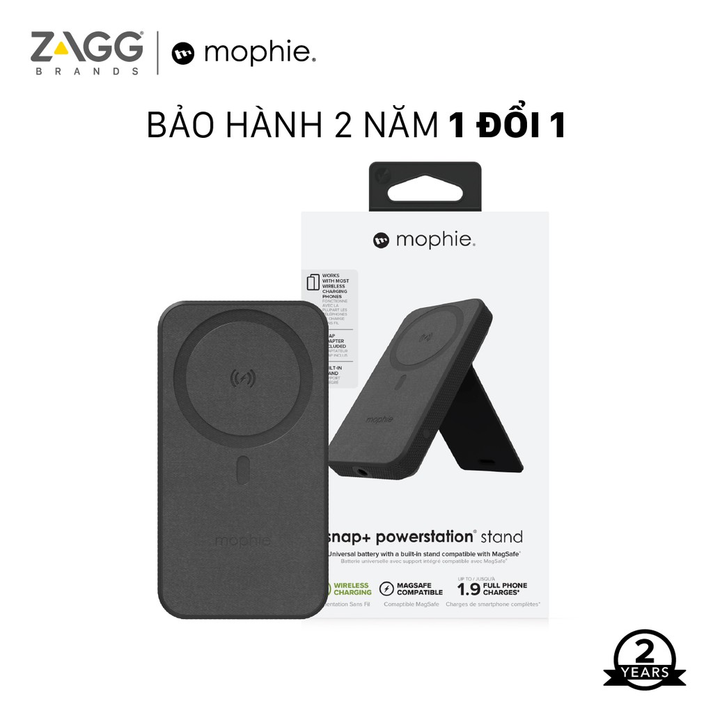 Sạc dự phòng không dây Mophie snap+ powerstation stand 10,000mAh