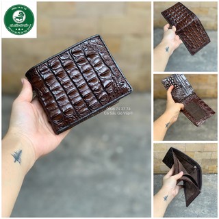 Ví 2 Mặt Da Cá Sấu Gai Lưng Màu Đen
