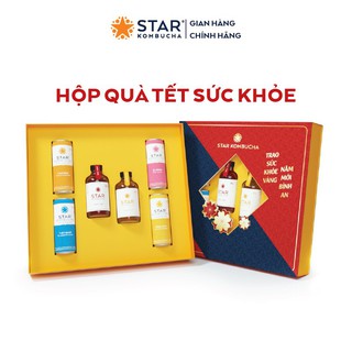 Hộp quà Tết STAR KOMBUCHA cao cấp - trao sức khỏe vàng, năm mới bình an (250ml x 4 lon x 2 chai)