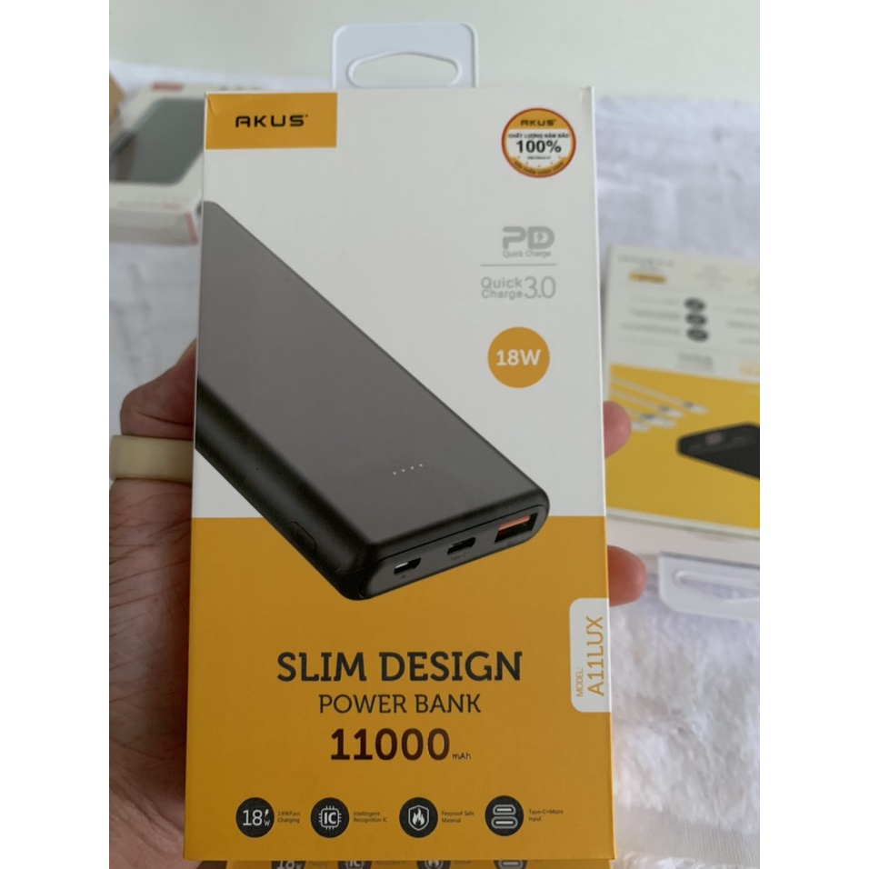 Pin dự phòng chính hãng Akus A11Lux 11.000mAh
