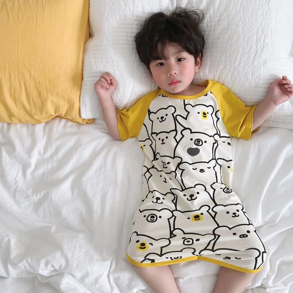Đồ Ngủ Liền Thân Bằng Cotton Phong Cách Hoạt Hình Mùa Hè Chất Lượng Cao Phong Cách Mới Cho Bé Trai Mặc Ở Nhà
