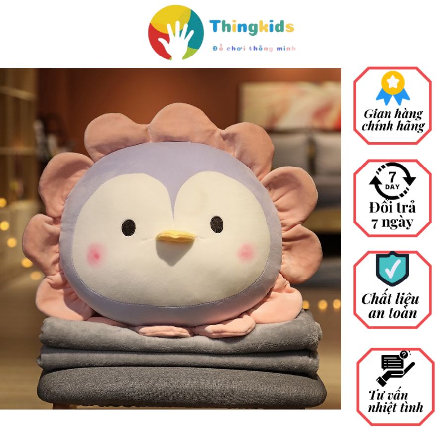 Chăn gối văn phòng 3 trong 1 hình thú nhiều mầu lựa chọn Kích thước Chăn 1,0m x 1,5m đến 1,6m Gối: 35 x 40cm - Thingkids