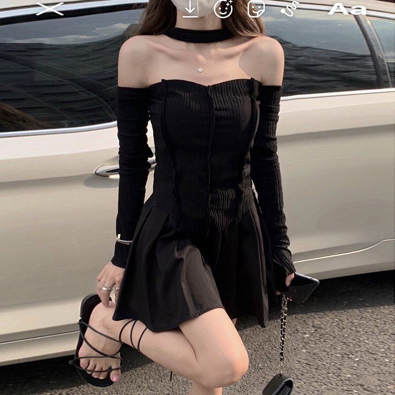 Áo Kiểu Hot Girl Chất Gân Trễ Vai Kèm Joker Cá Tính Thời Trang Ulzzang Hàn Quốc Dễ Thương TTKXA0292