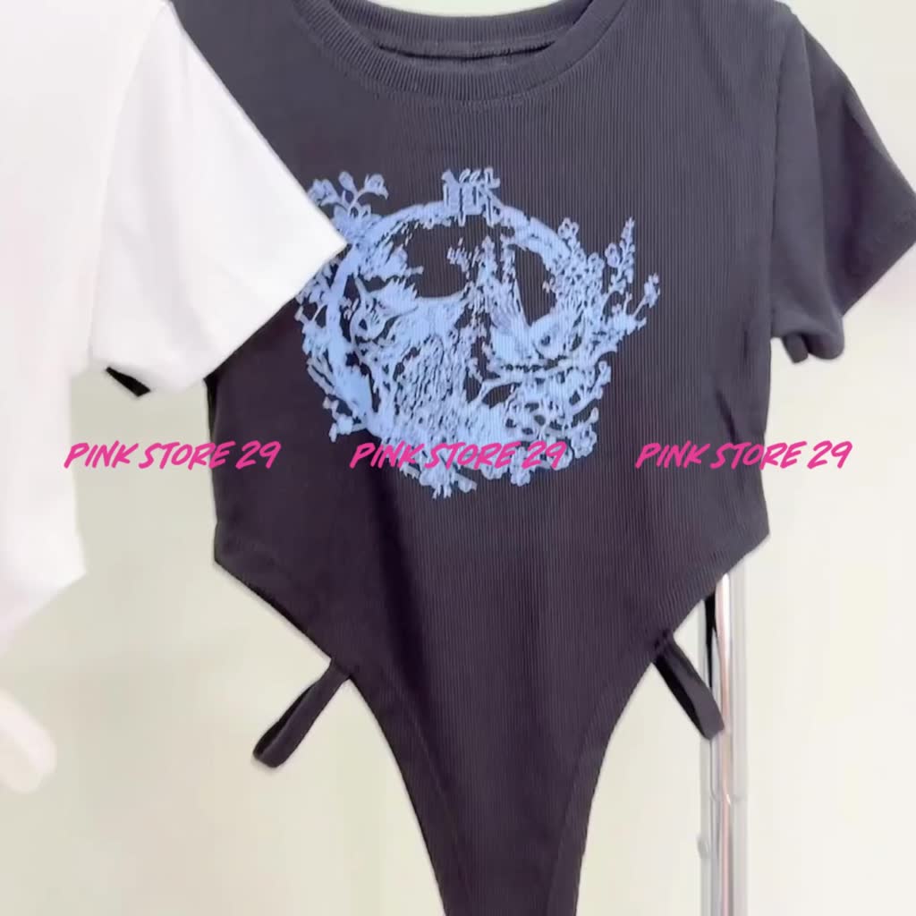 Áo Liền Quần Nữ Bodysuit Tay Ngắn Cổ Tròn In Họa Tiết Hở Eo Quyến Rũ A5274 | BigBuy360 - bigbuy360.vn