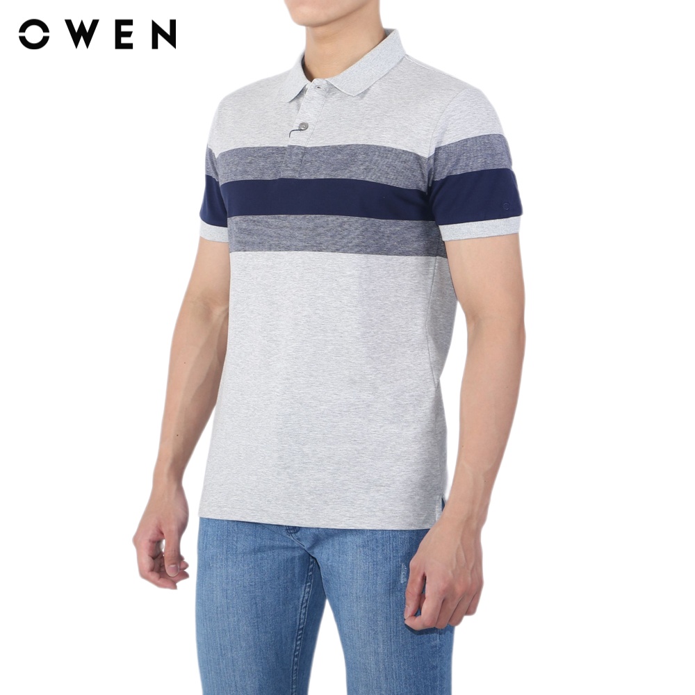 Áo polo ngắn tay Nam Owen Cotton Bodyfit Ghi xám - APV23712