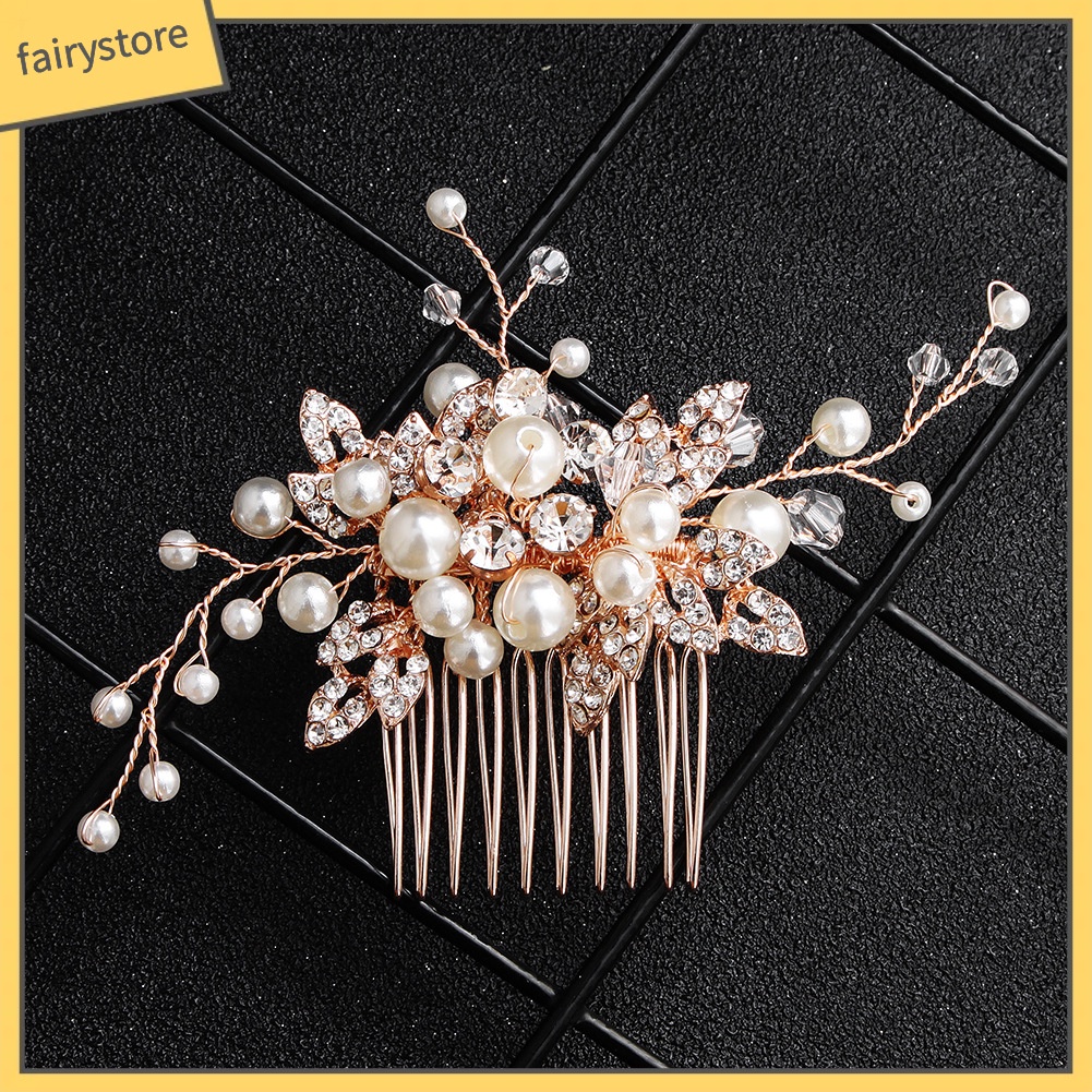 Trâm Cài Tóc Hình Nhánh Cây Đính Đá &amp; Ngọc Trai Giả Phong Cách Vintage