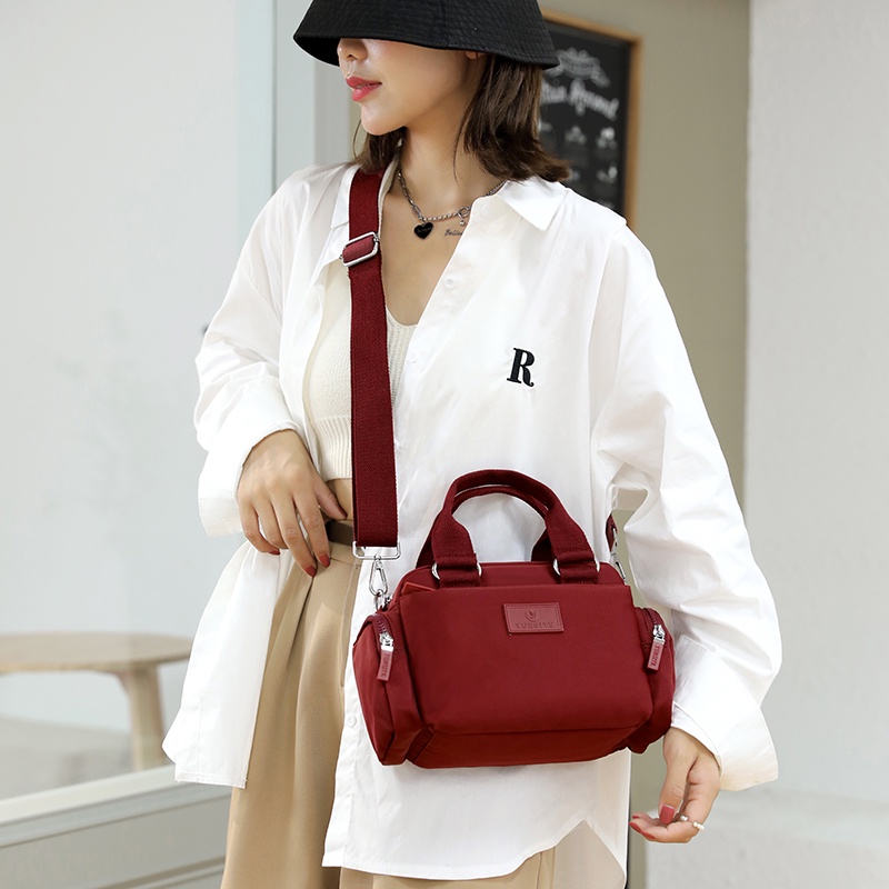 Túi Đeo Một Bên Vai Sức Chứa Lớn Bằng Vải Nylon Màu Trơn Phong Cách Mới Dành Cho Bạn Nữ