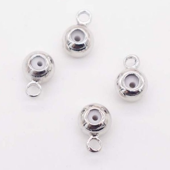 [C6BC] Phụ kiện trang sức (DIY) - Bi bạc nút chặn [có vòng khóa] điều chỉnh dây chuyền dùng cho vòng cổ vòng tay