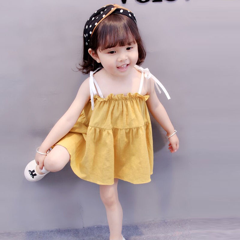 Đầm hai dây IQ ANGEL phong cách Hàn Quốc ngọt ngào dễ thương dành cho bé gái