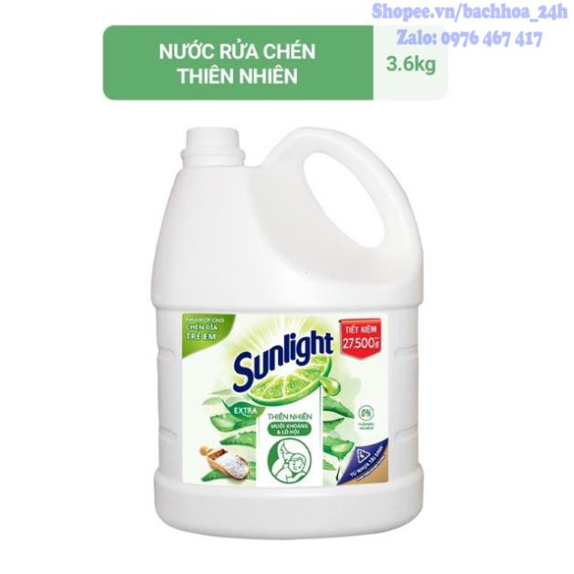 3,8KG nước rửa bát Sunlight chanh/Thiên Nhiên công nghệ xả bọt nhanh