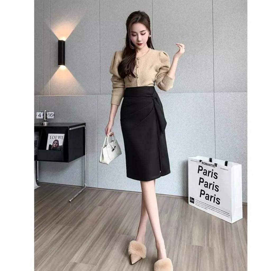Chân Váy Nhún Eo Che bụng dưới dáng dài 65cm 2 lớp dày dặn H65