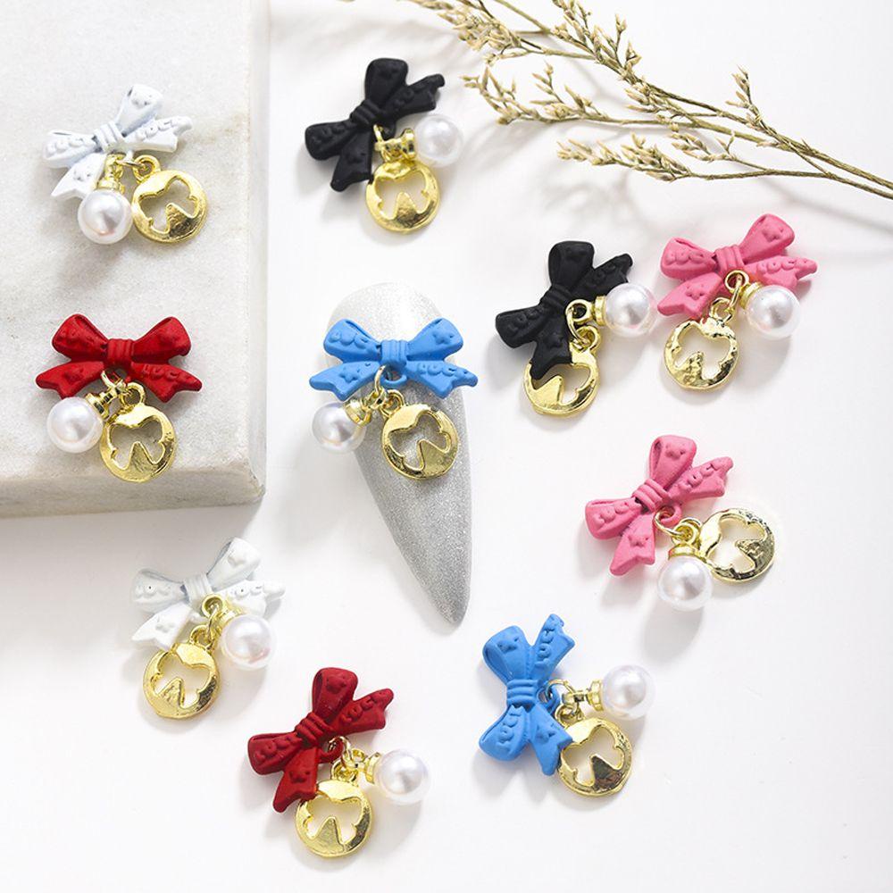 Phụ Kiện Mặt Dây Kim Loại Hình Nơ 3D Trang Trí Móng Nghệ Thuật