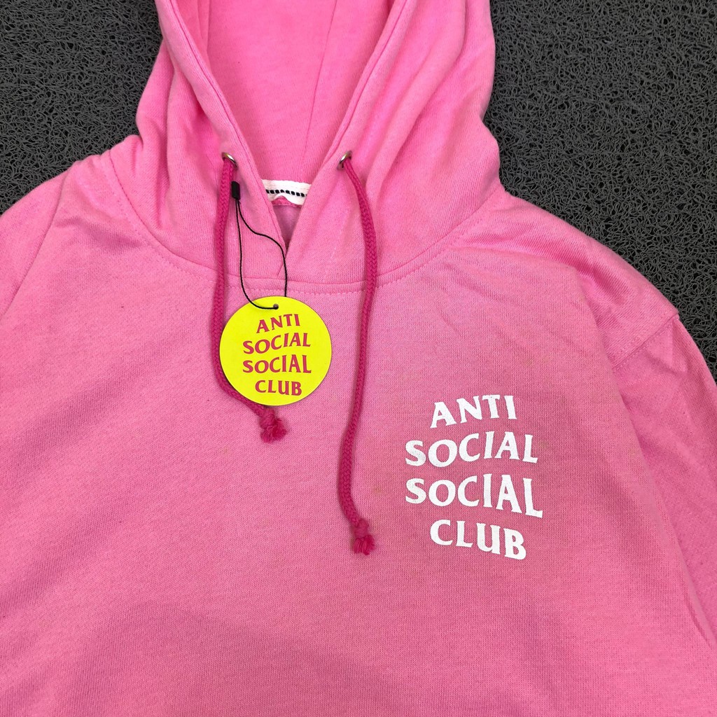 Áo Khoác Hoodie Màu Hồng In Chữ Anti Social Club