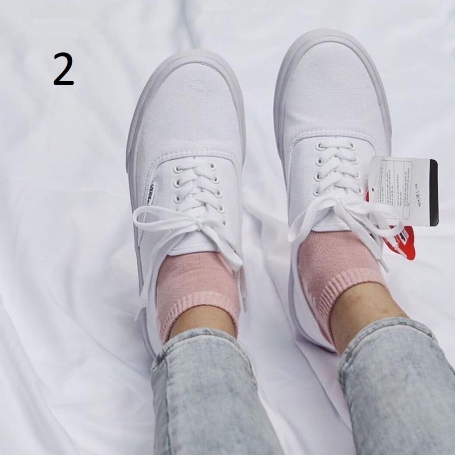 Giày thể thao nam nữ trắng, giày vải thấp cổ, buộc dây | BigBuy360 - bigbuy360.vn