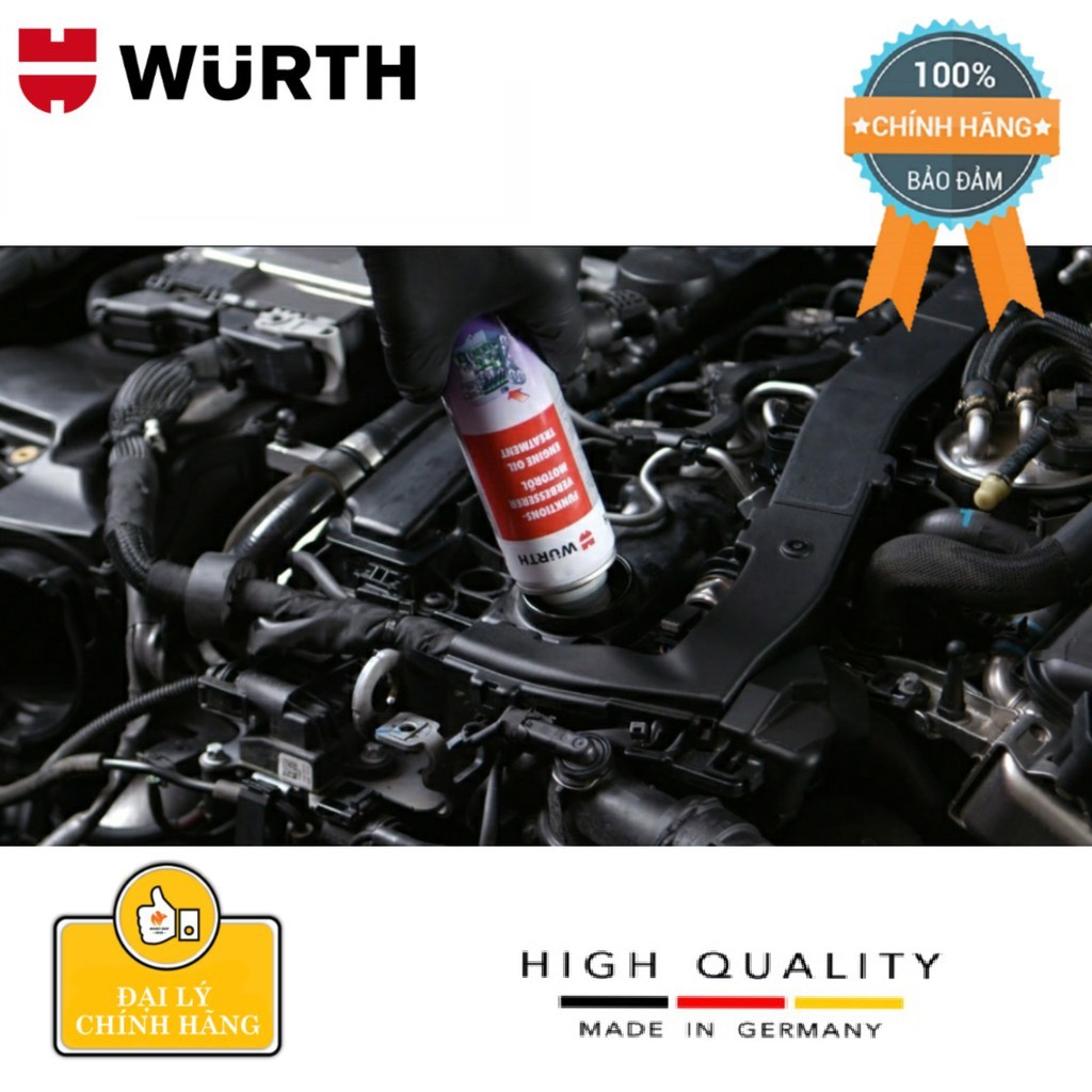 Chai Phụ gia dầu nhớt WURTH Engine Oil Treatment 300ml 61300300 bảo vệ và kéo dài tuổi thọ tất cả các loại động cơ xăng.