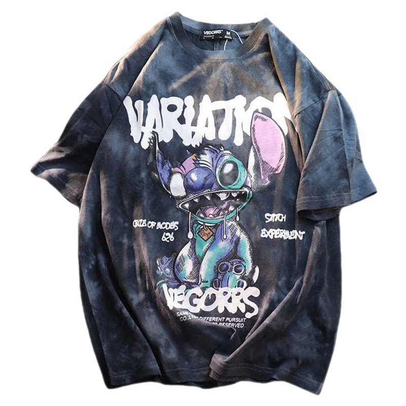 Áo Thun Tay Ngắn In Họa Tiết Hoạt Hình Màu Gradient Thời Trang Mùa Hè Cho Nam Và Nữ