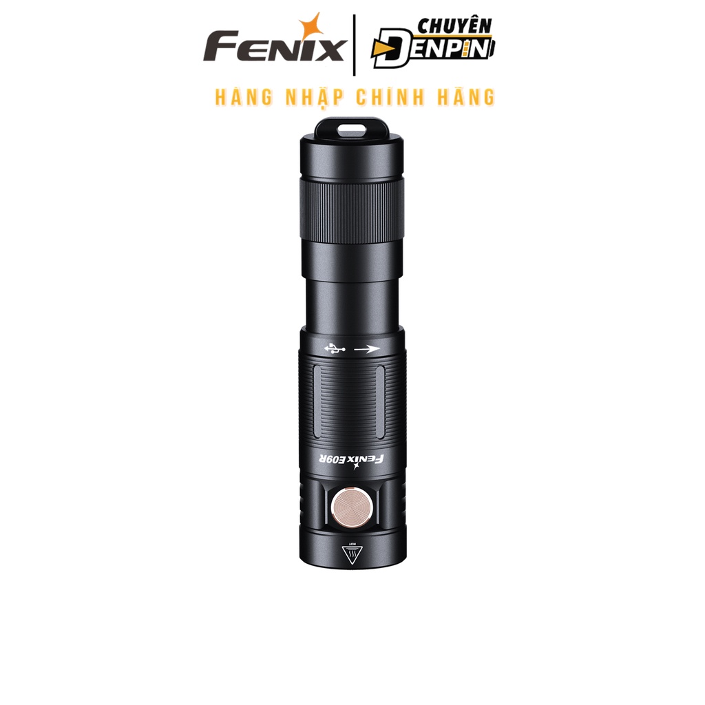 Đèn Pin EDC Fenix E09R nhỏ gọn công suất 600 lumens, chiếu xa 124 mét, pin 800mAh, tích hợp cổng sạc Type C tiện lợi.