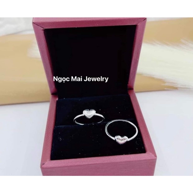 Nhẫn nữ Trái tim trơn bạc ta bóng loáng có thể khắc tên nhỏ - Ngọc Mai Jewelry