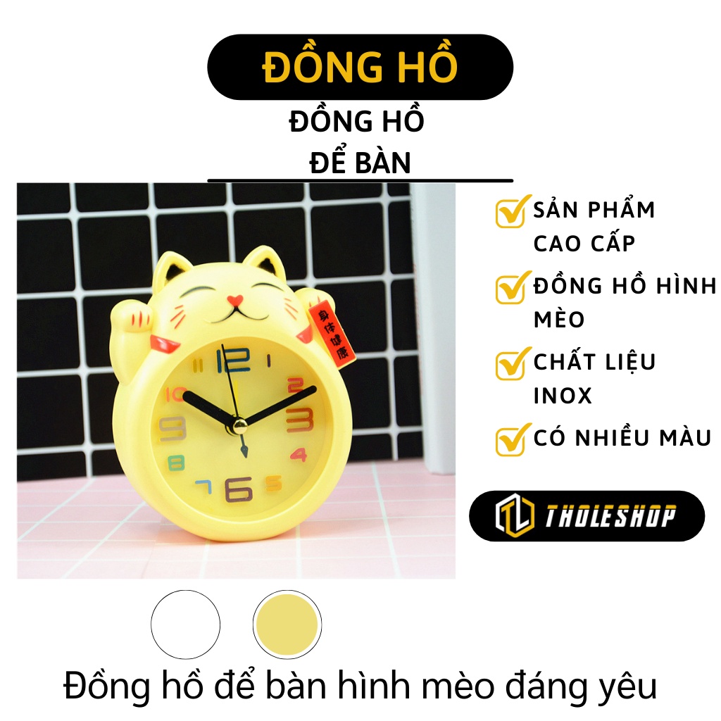 Đồng Hồ Để Bàn - Đồng Hồ Báo Thức Hình Mèo Đáng Yêu, Trang Trí Bàn Làm Việc 7641