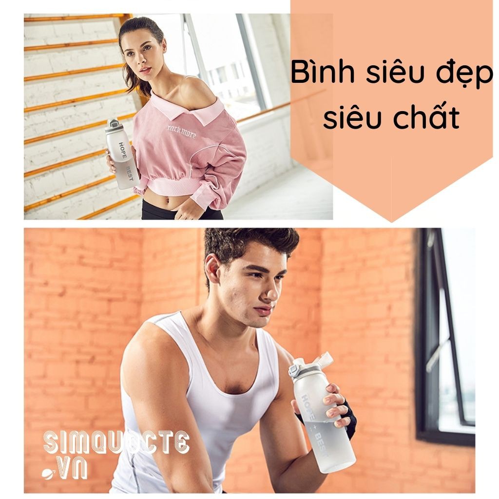 Bình Nước Thể Thao Nhựa Tritan 900ml Hope To Best- Bình nước tập gym, thể thao, du lịch, đi làm, đi chơi