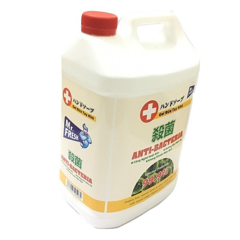 Nước rửa tay khô diệt khuẩn Mr. Fresh 5L - dạng gel, sạch khuẩn, an toàn với 70% cồn