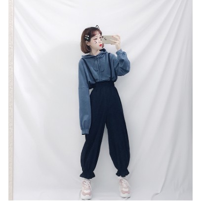 SET Yếm quần alibaba ống rộng + Áo Hoodie có mũ phong cách Hàn Quốc siêu NGỐ so ciu ( Hàng order )