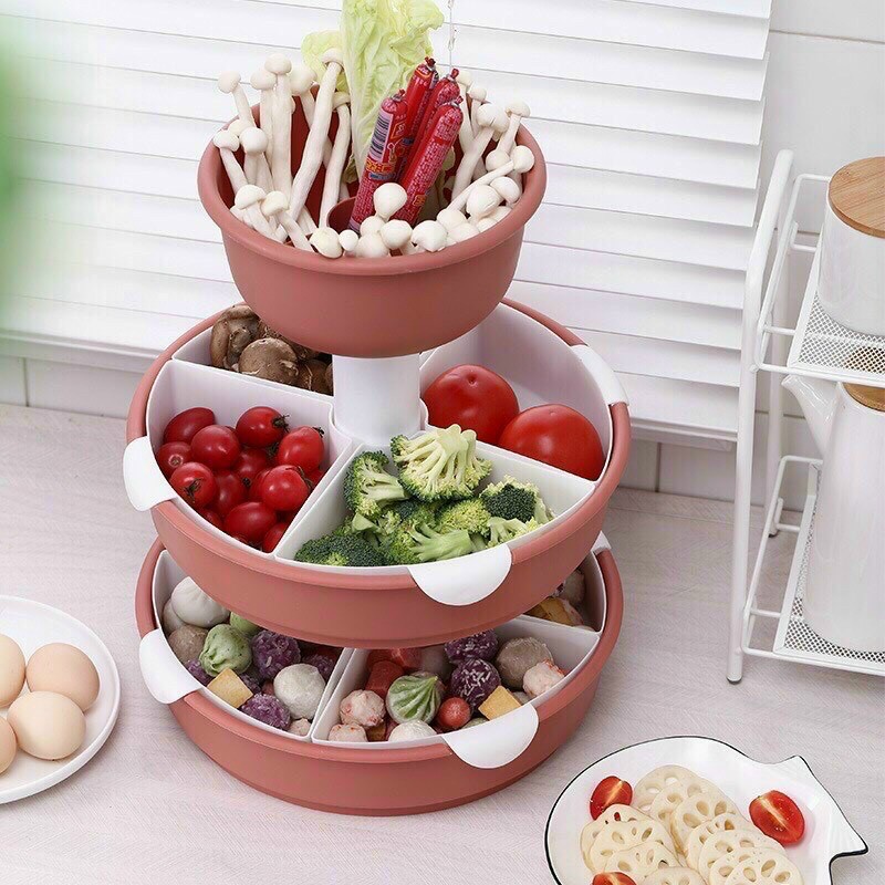 Kệ đựng rau,củ đa năng 3 tầng xoay 360 độ